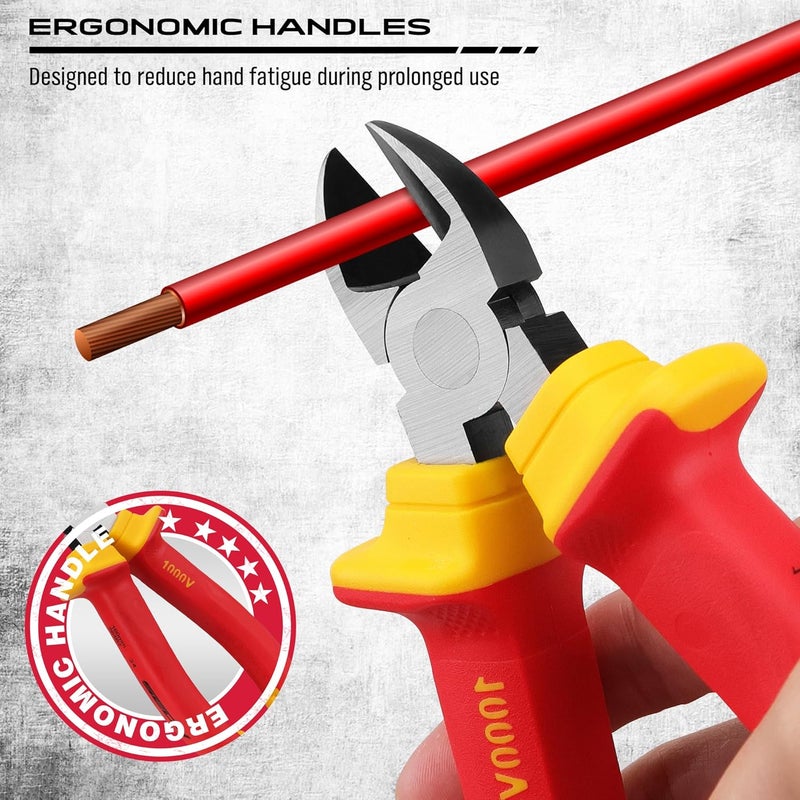 SEDY Insulated Screwdriver & Pliers Set: 14-Piece VDE Insulated Set 1000V Insulated Electrician Tool Set with Magnetic Phillips, Slotted Screwdrivers and Insulated Pliers - Image 5